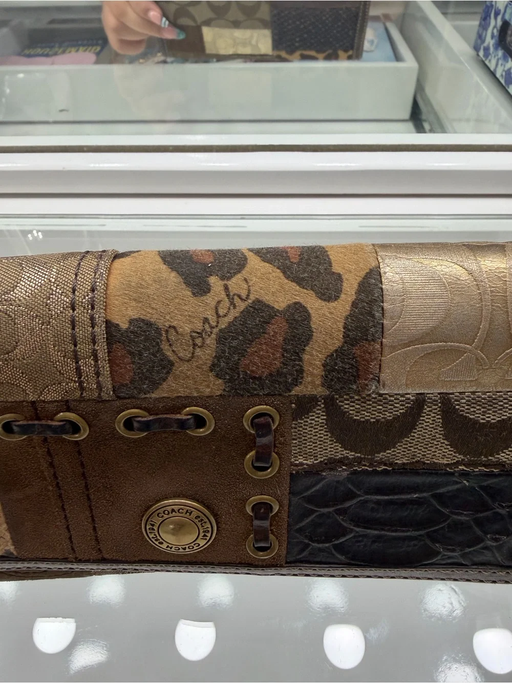Coach Patchwork Clutch - Brown and Black